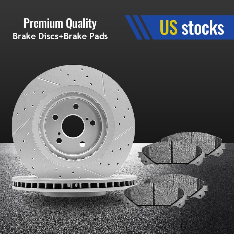 Front Drilled Slotted Disc Rotors Brake Pads for Toyota Highlander Lexus RX350