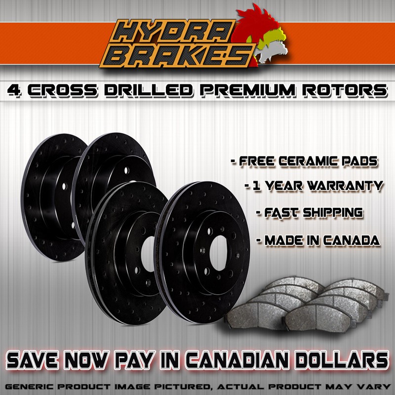 FITS 2008 2009 2010 HONDA ODYSSEY Drilled Brake Rotors CERAMIC BLK