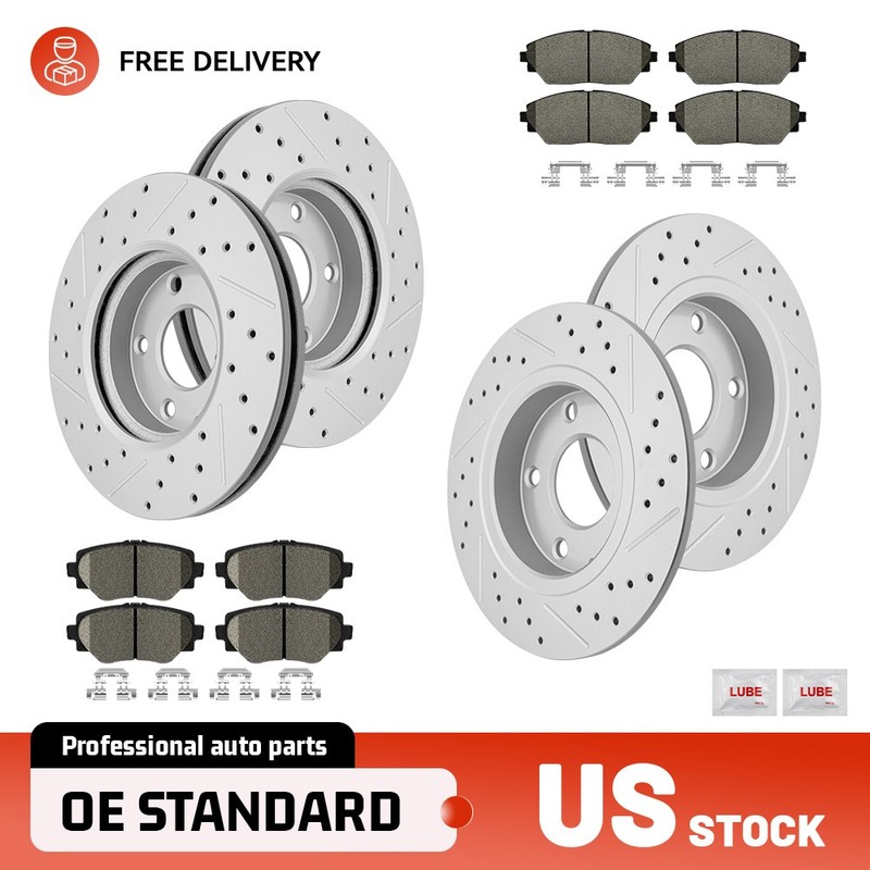 Front & Rear Drilled Brake Rotors Ceramic Pads for Mazda 3 2014-2018 Japan Built