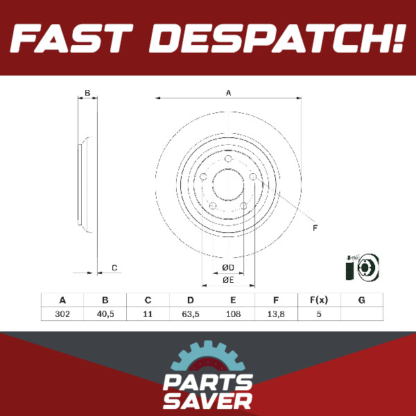 2x Brake Discs Pair Solid Rear 302mm 0986479F79 Bosch Set 2210993 BD2824 Quality