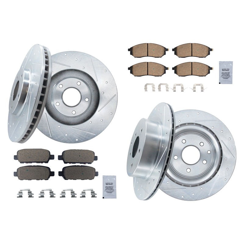 Front&Rear Drilled Rotors Ceramic Pads for NISSAN 350Z 2006-2009 370Z 2009-2013 gallery