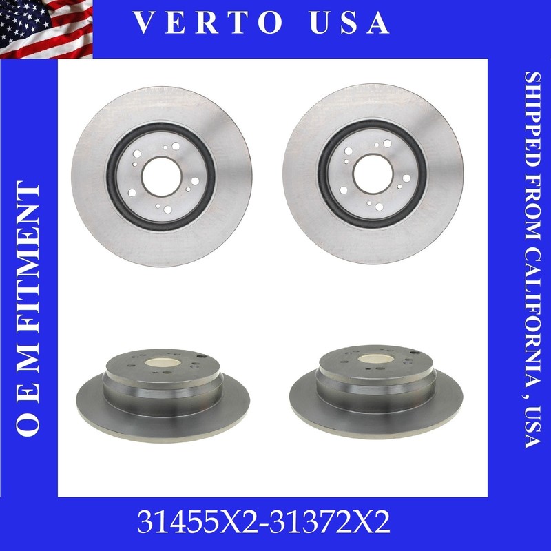 Front & Rear Brake Rotors For Acura RDX 2007-2012, Honda CR-V 2007-2011
