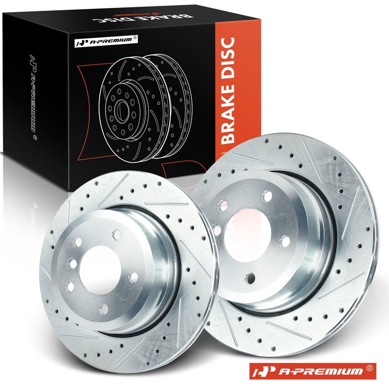 2pcs Drilled Brake Rotors Rear for BMW 525xi E60 06-07 528i xDrive 530xi 535xi