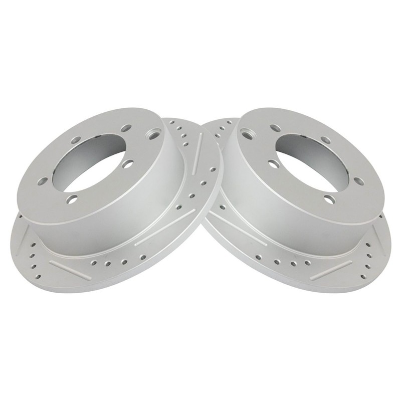 TRQ Performance Brake Rotor Drilled Slotted Rear Coated Pair for Mitsubishi gallery