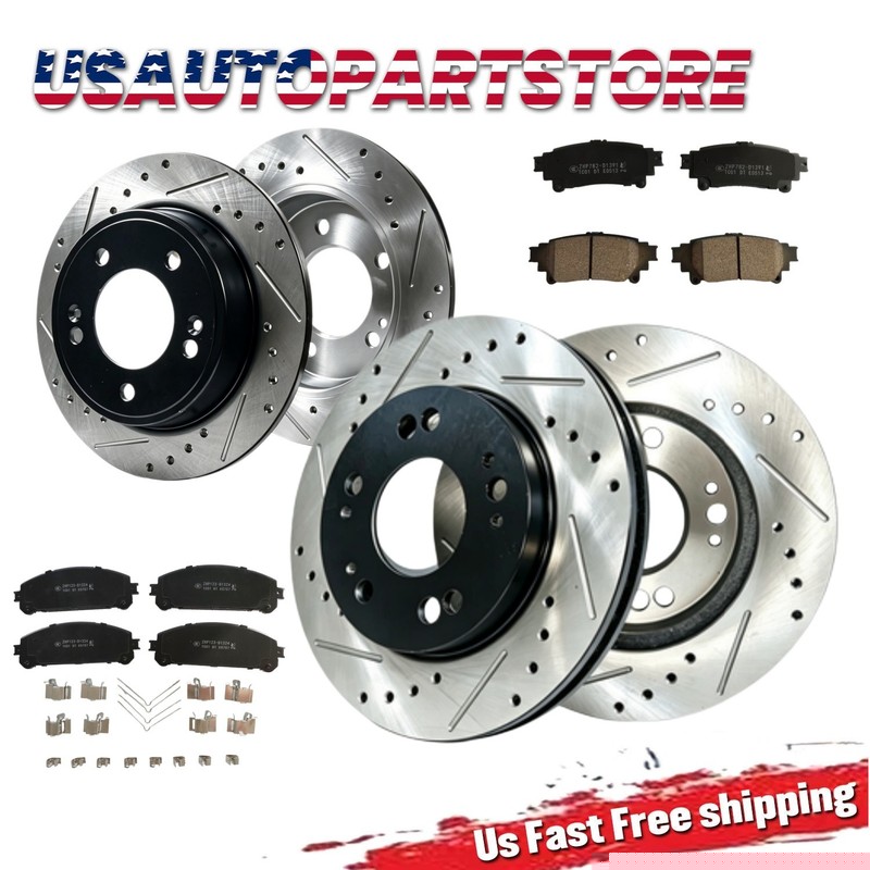 Front and Rear Rotors Brake Pads Fit Toyota Sienna 2011 2012 2013 2014 2015-2020