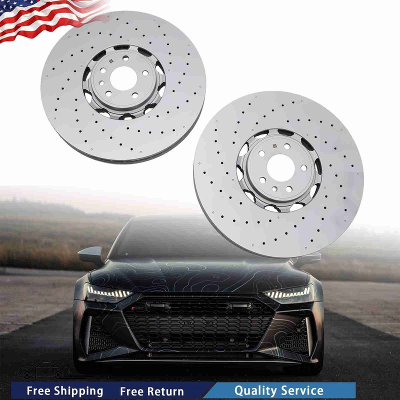 4K0615301S 2pcs Front Disc Brake Rotor Set for 2021-2024 Audi RS6 RS7 Sportback