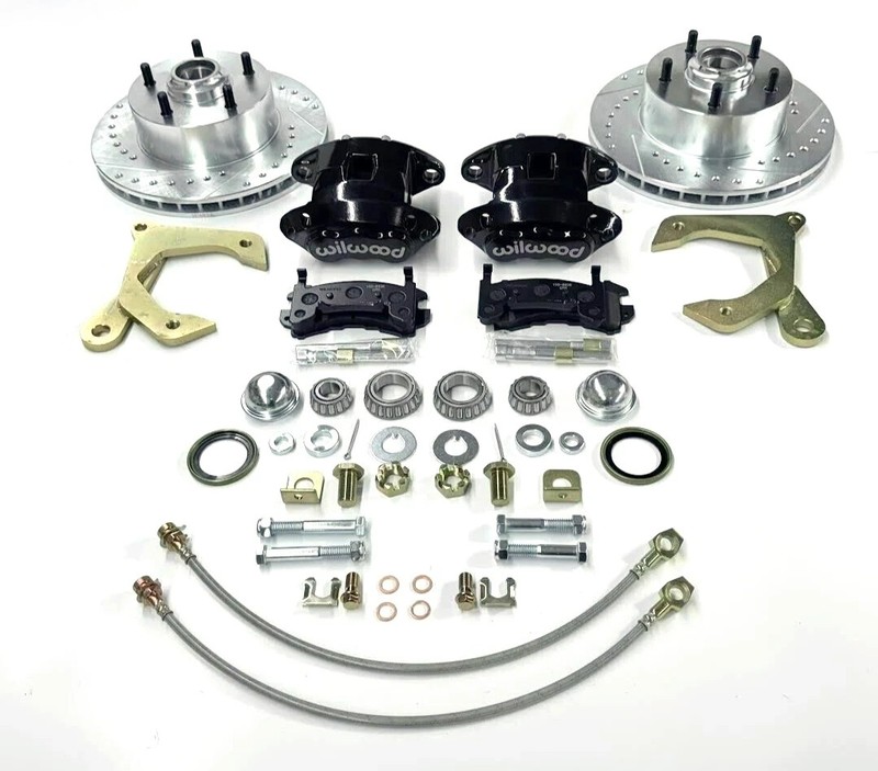 1955 1958 Chevy Car Bel Air Black Wilwood Front Disc Brake Kit 11″ Rotors Lines