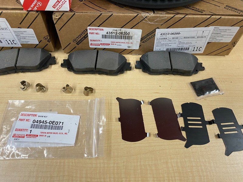 2019-2023 LEXUS ES300H FRONT & REAR BRAKE KIT OEM ROTORS TCMC PADS & SHIM KIT gallery