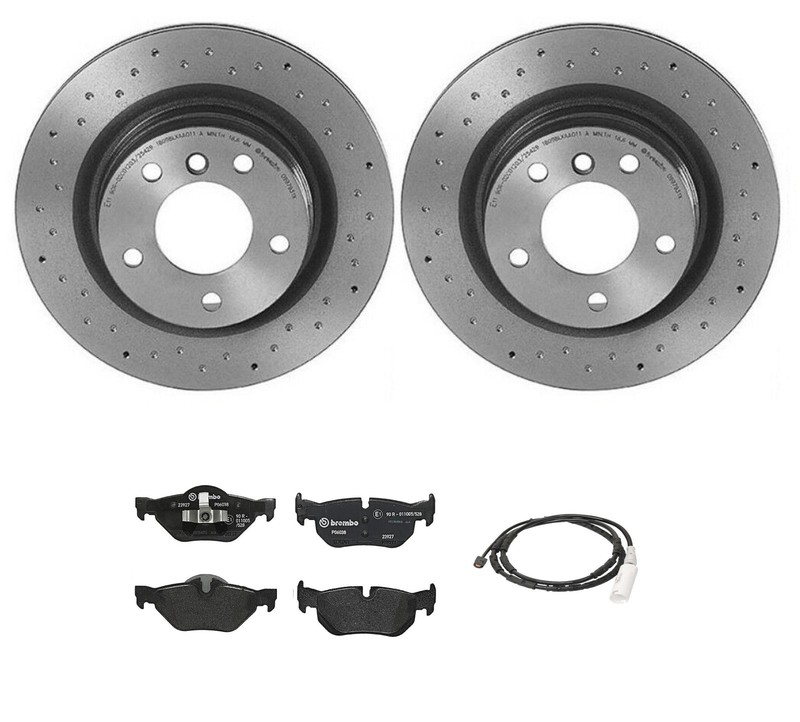 Brembo Rear Brake Kit Low-Met Pads Drilled Disc Rotors For BMW E90 E92 328i LCI