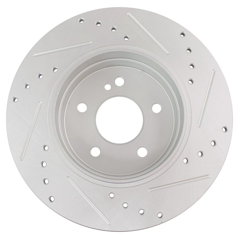 Performance Brake Rotor Drilled Slotted Rear Coated Pair for Mercedes gallery