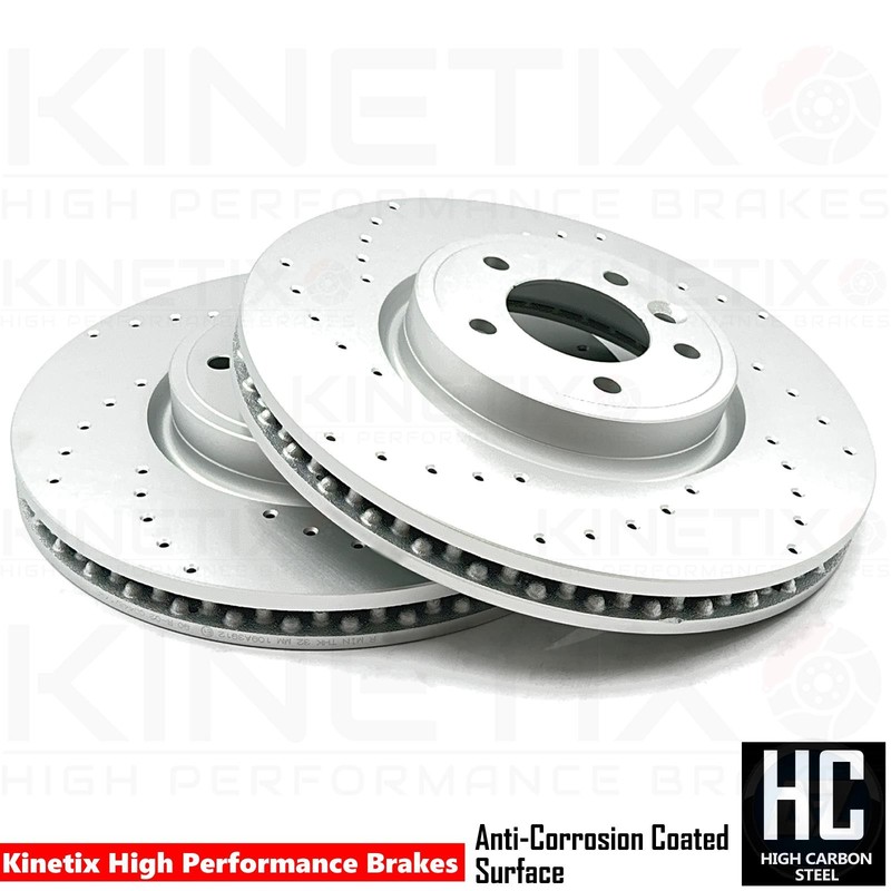 FOR RANGE ROVER SPORT 3.0 P360 2019- L494 DRILLED FRONT BRAKE DISCS PAIR 349mm gallery