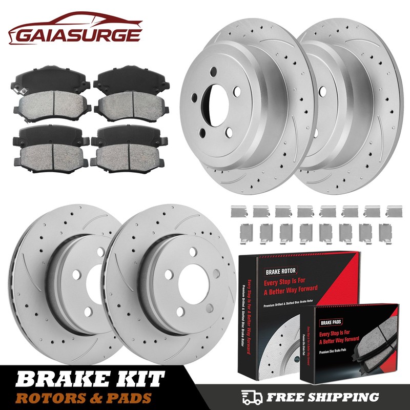 Front Rear Drilled Brake Rotors Pads for 08 – 12 Dodge Nitro Jeep Liberty 3.7L