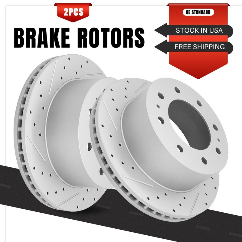 360mm Rear Drilled Slotted Brake Rotors Pair for Chevy Silverado 2500 HD 2011-25