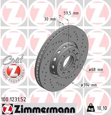 Zimmermann 100.1231.52 Brake Disc for Audi