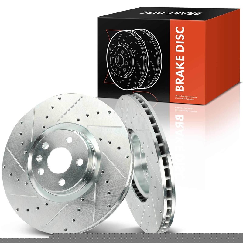 2x Front Drilled Brake Rotors for Volvo V60 V90 Cross Country S60 S90 XC60 XC90