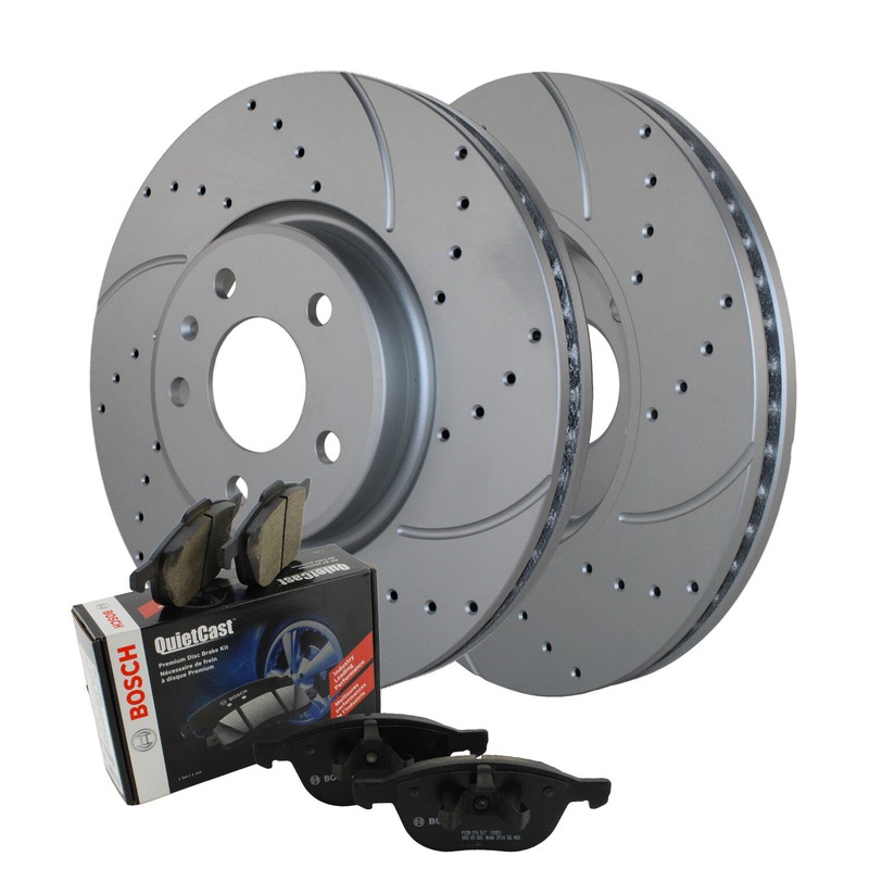 Front Brake Kit 320mm Drilled Rotors Bosch Ceramic Pad For A4 A5 A6 Q allroad Q5