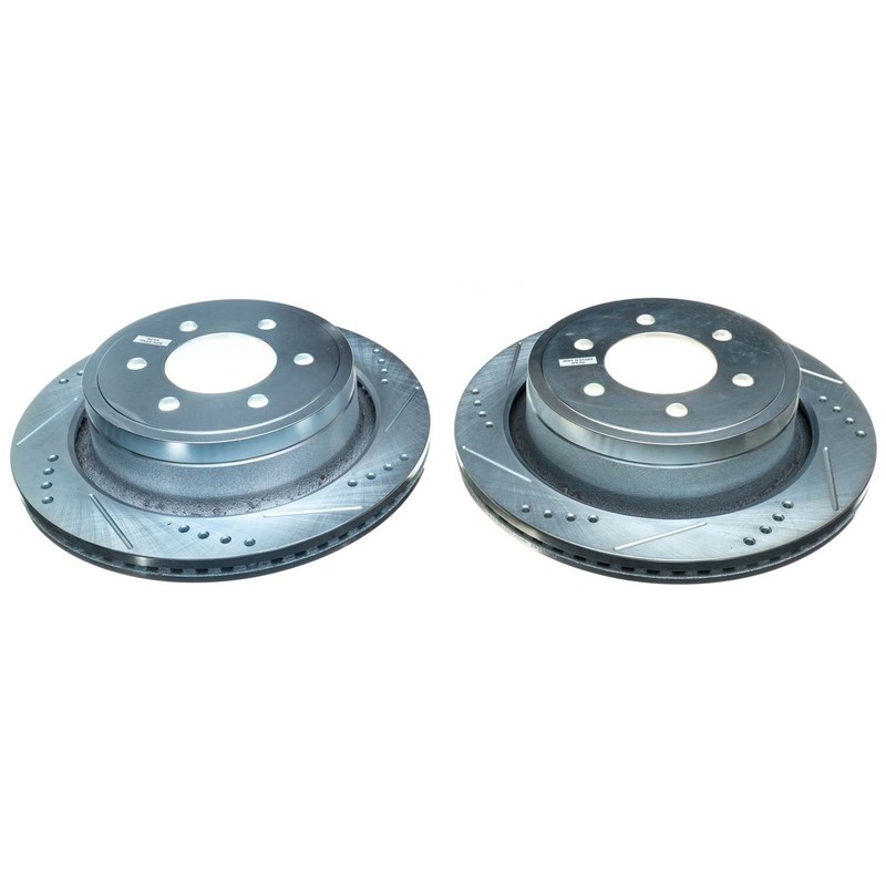 Power Stop – Rear Drilled, Slotted and Zinc Plated Brake Rotor Pair for Ford F-1