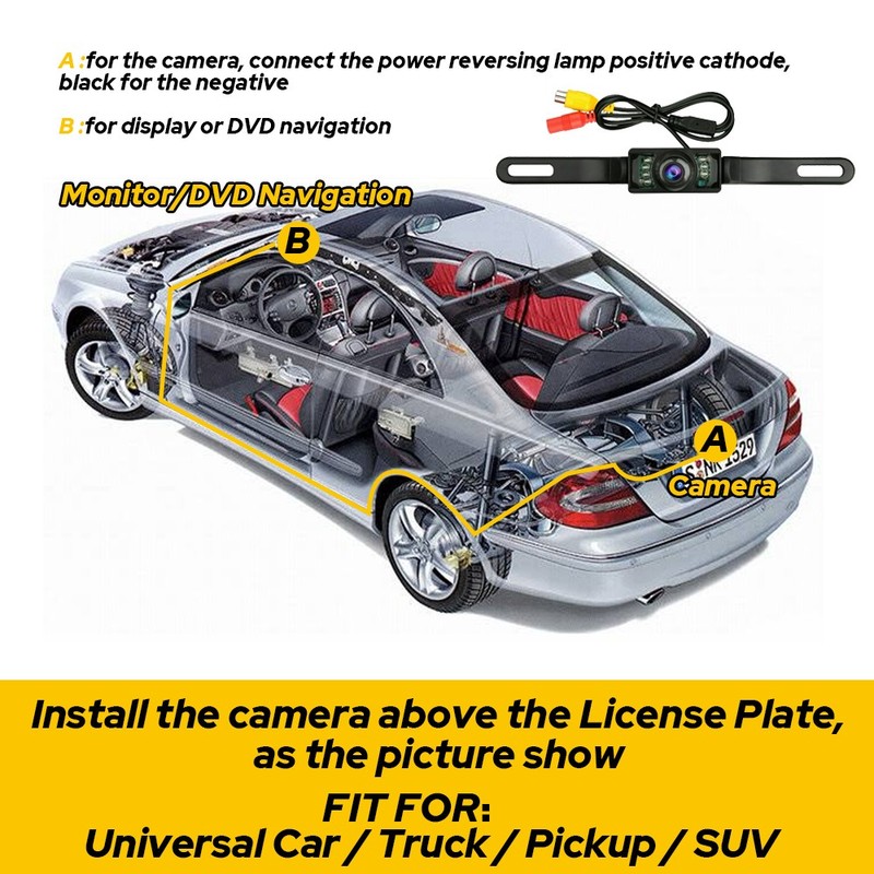 1xSet Waterproof 7LED Rear View Camera Reverse Back Up Camera Night Vision CMOS gallery