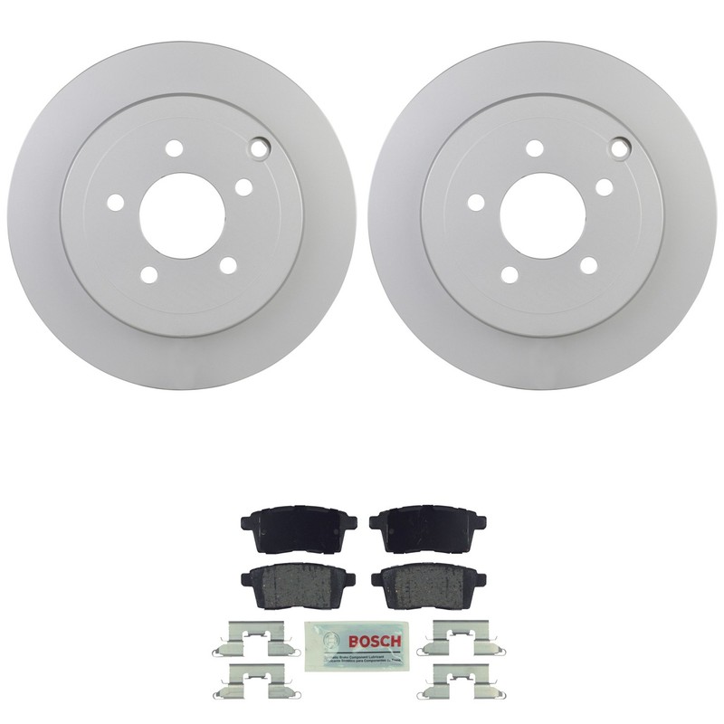 Bosch Rear Quietcast Rotors Blue Ceramic Disc Brake Pad Kit For Edge MKX 2007-10