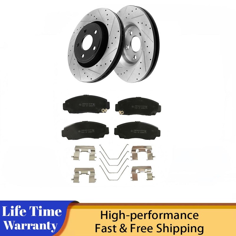 Front Slotted Disc Rotor Brake Pads Kit For ACURA TSX 2011 2012 2013 All Models