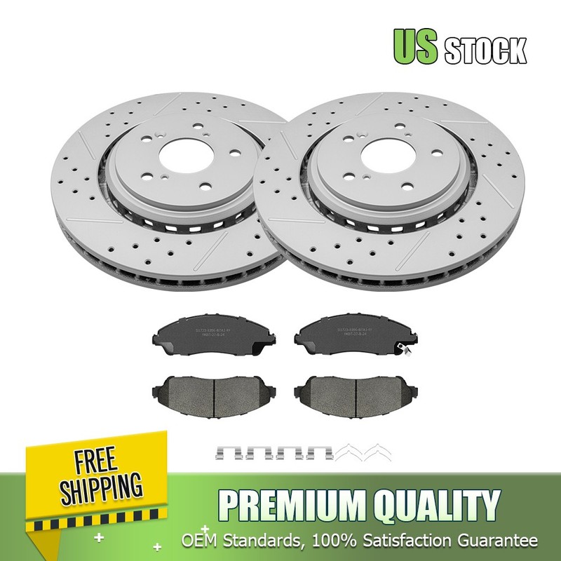 Front Drilled Slotted Brake Rotors Brake Pads Kit for 2014 2015 2016 Acura MDX