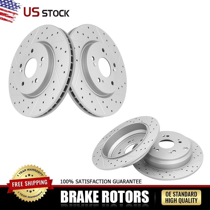 Front and Rear Disc Brake Rotors for 2012-2016 Honda CR-V AWD 2007-12 Acura RDX