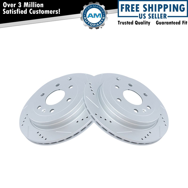 Performance Brake Rotor Drilled Slotted Rear G-Coated Pair for Chevy