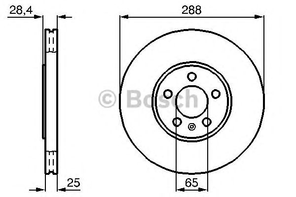 Bosch Brake Disc Single Front 288.5mm 65mm Vented 25mm 0986478619