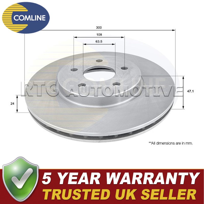 Comline Front Brake Disc Fits Ford Mondeo 2000-2007 Jaguar X-Type 2001-2009 #1