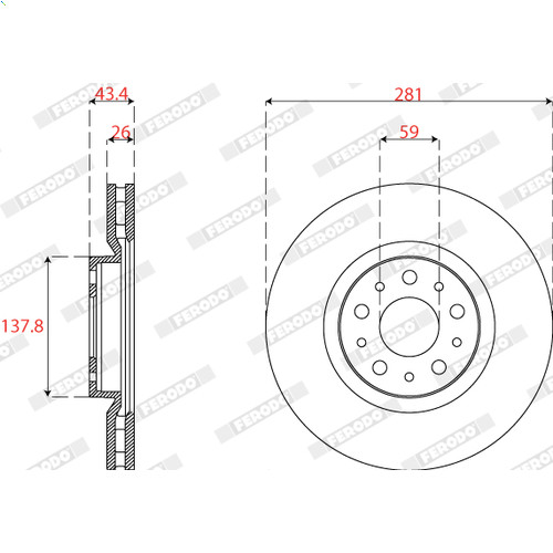 2X Brake Disc Ferodo DDF2776C for Fiat Tipo Estate (356_, 357_) 1.4 2016-2020 gallery