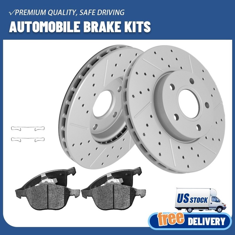 278mm Front Drilled Disc Brake Rotors+Ceramic Pads for Ford Focus Volvo C30 S40