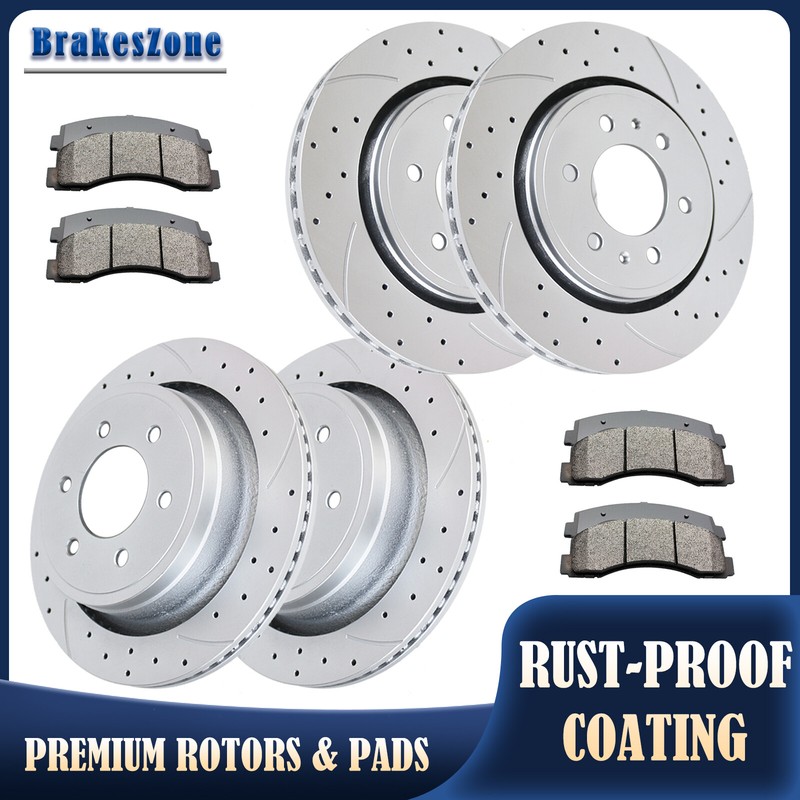 Front and Rear Brake Rotors Pads Kit fit for Ford F-150 Manual Parking Brakes