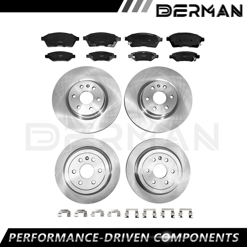 Front & Rear Rotors for 2010 -2013 2014 2015 2016 Cadillac SRX Ceramic Brake Pad