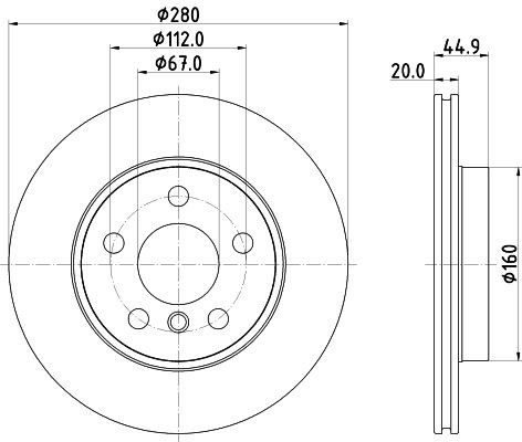 2x Front Brake Disc Fits BMW Mintex MDC2900C Outer Ø 280mm Vented gallery