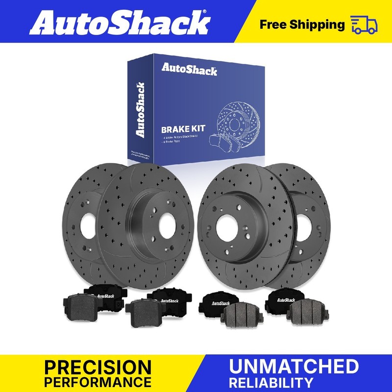 Front Rear Drilled Slotted Brake Rotors Ceramic Pads for Honda, Accord 2013-2017