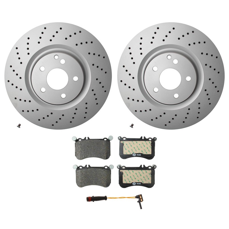Hella Front Rotors Low-Met Disc Brake Pad Kit For R172 SLK55 AMG Convertible RWD