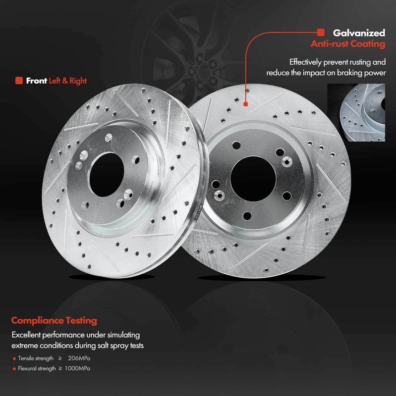 Front Drilled Rotors & Ceramic Brake Pads for Hyundai Santa Fe 10-12 Kia Sorento gallery