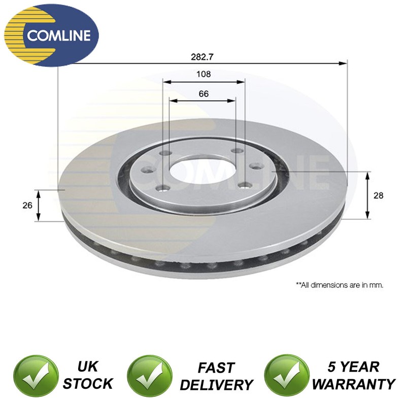 Brake Disc Front Comline Fits Peugeot 406 1995-2004 Citroen Xantia 1993-1999 #1