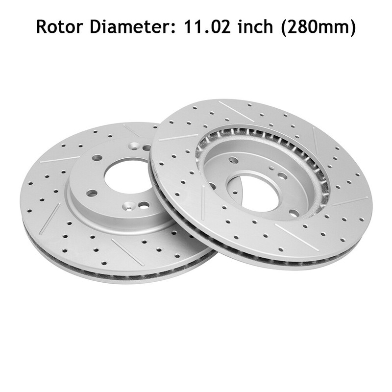 Front Drilled Brake Rotors + Ceramic Brake Pads for Kia Soul Forte Hyundai Kona gallery