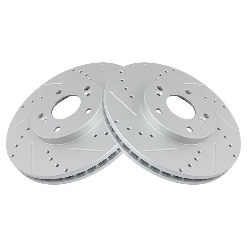 TRQ Performance Drilled & Slotted Front Coated Brake Rotor Pair for Honda gallery