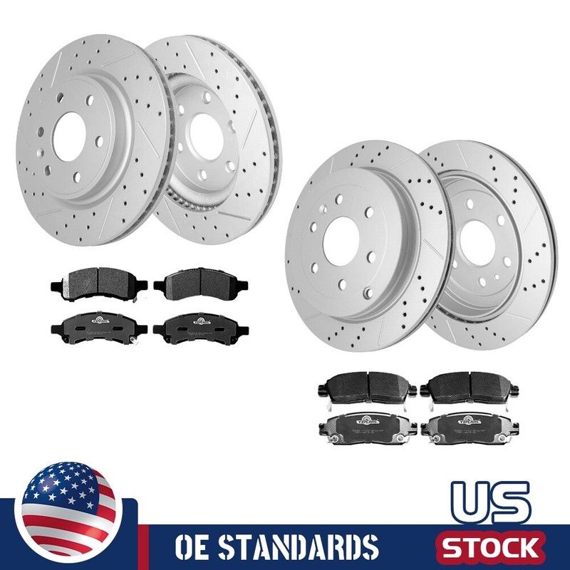 For Chevy Traverse GMC Acadia Enclave Front Rear Disc Rotors Ceramic Brake Pads