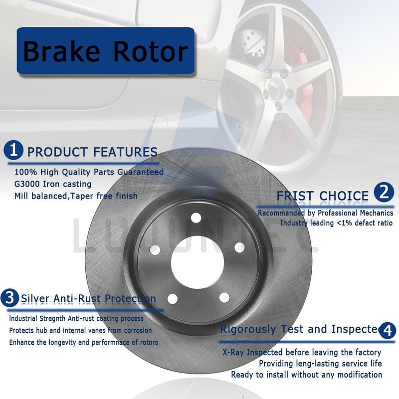 Front & Rear Brake Disc Ceramic Pads And Rotors For 2007-2010 Pontiac G5 gallery