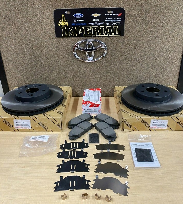 2012-2015 TOYOTA PRIUS PLUG-IN NEW FRONT BRAKE KIT OEM ROTORS TCMC PADS & SHIMS