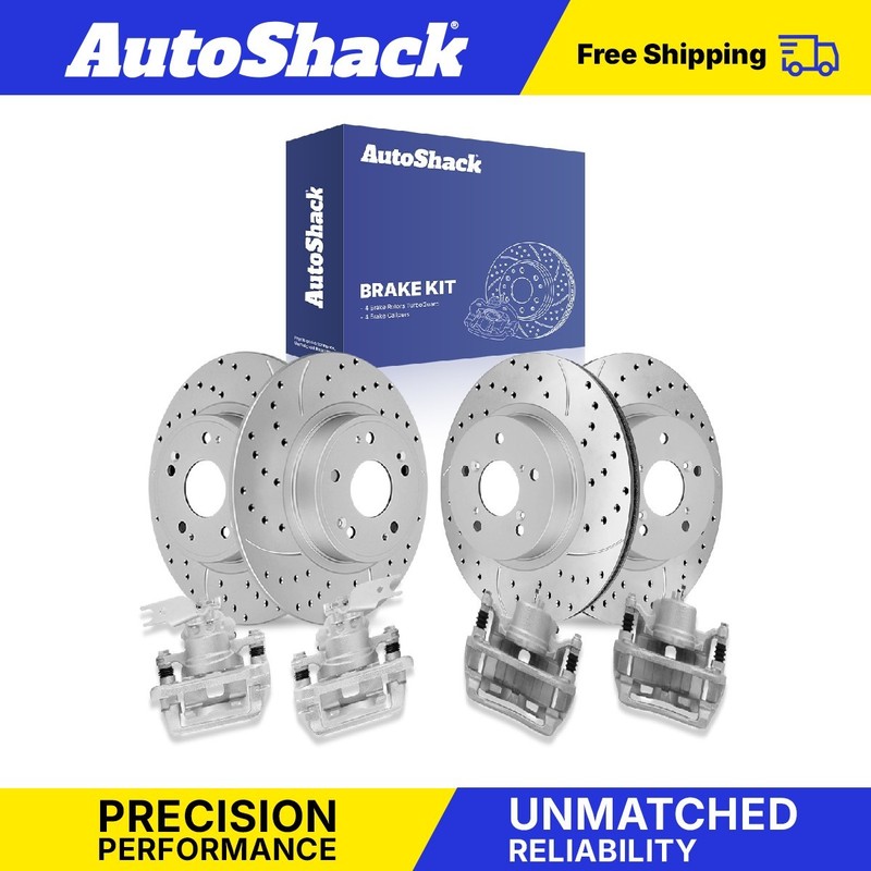 Front Rear Drilled Slotted Brake Rotors Calipers for Honda, Accord 2013-2017