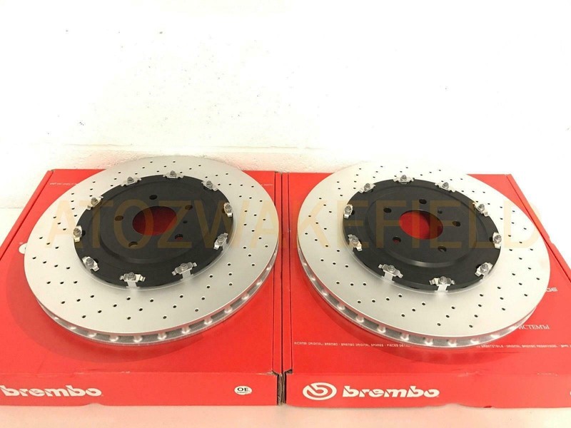 FOR NISSAN GTR R35 3.8 V6 FRONT GENUINE 2 PIECE FLOATING BREMBO BRAKE DISCS PAIR gallery