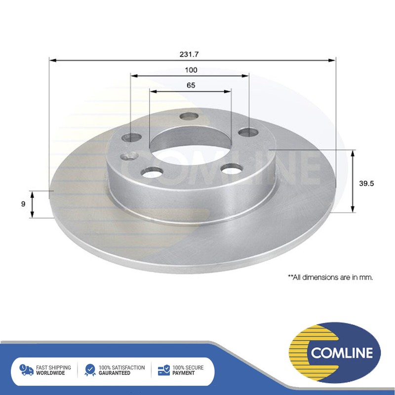 Fits Polo Golf Beetle Bora Fabia Ibiza A1 Brake Disc Rear Comline #1