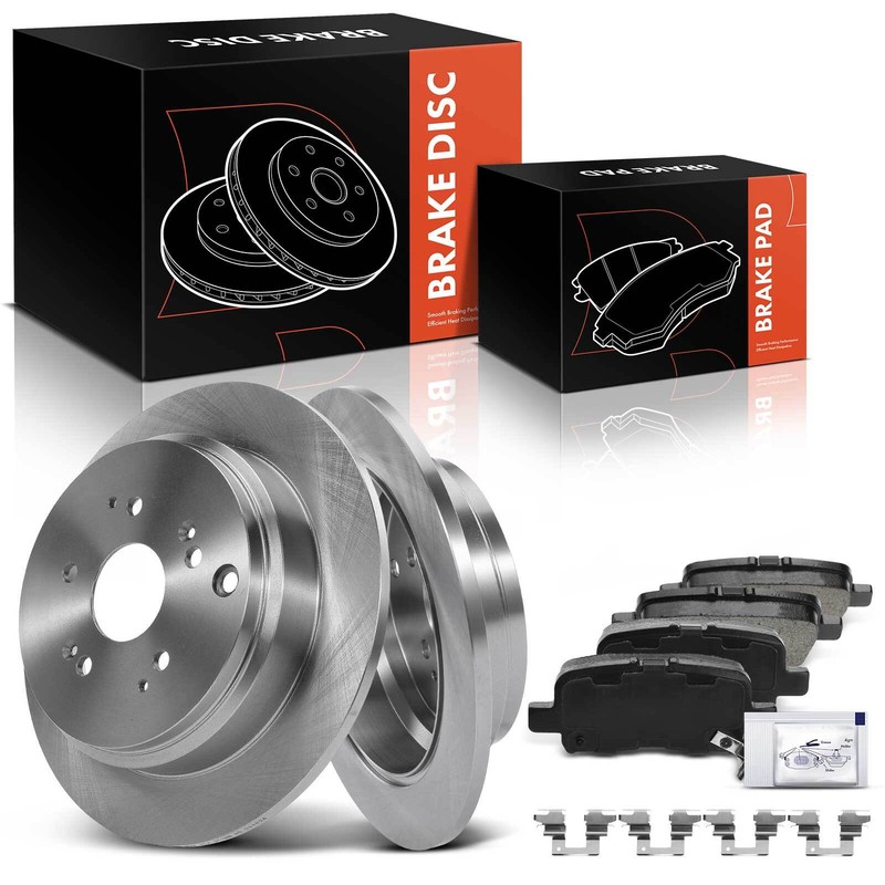 6pcs Rear Disc Rotors & Ceramic Brake Pads for Honda Odyssey 2002-2004 V6 3.5L