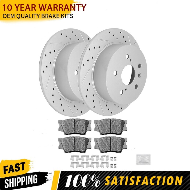 For 2013 2014 2015 2016 2017 Toyota Avalon Camry Rear Brake Rotors Ceramic Pads