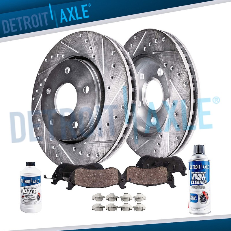 Front for 2007 – 2017 Jeep Wrangler DRILLED SLOTTED Rotors & Ceramic Pads Set