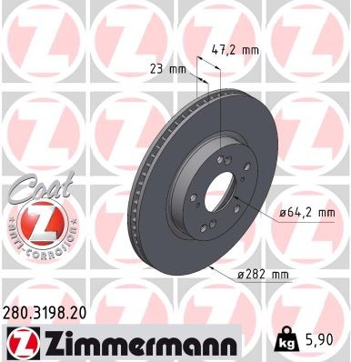 Zimmermann 280.3198.20 Brake Disc for Honda